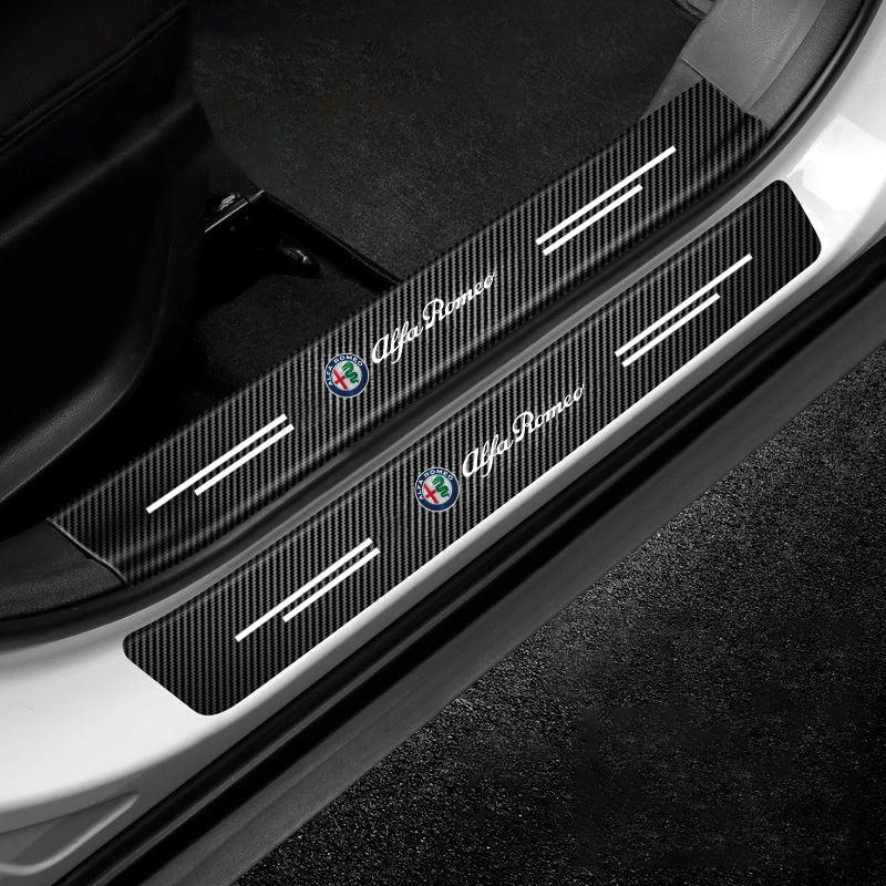 trbdm9 for Car Stickers Threshold Strip Carbon Fibre For Alfa Romeo Giulia Stelvio Giulietta 156 159 147 Mito Tonale Car Accessories