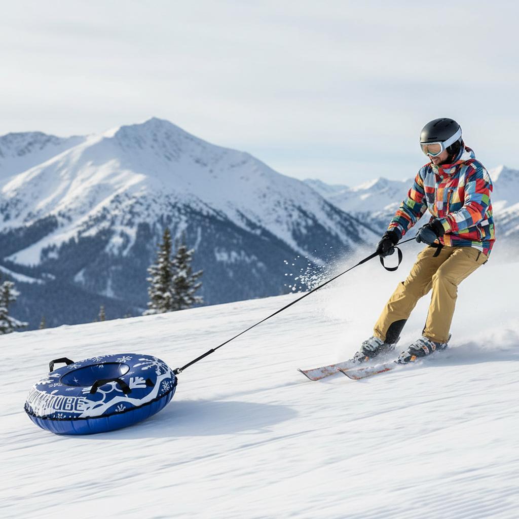 Надувные санки-тюбинг Сверхпрочный тюбинг для катания с ручками Буксировочный трос Зимняя уличная игрушка для мальчиков, девочек, взрослых