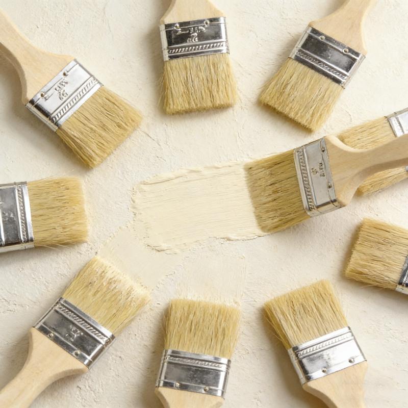 5pcs Paint Brush Wooden Handle BBQ Brush 1/2/3 Inch Pig Mane Painting Brushes for Wall and Furniture Paint Tool Set