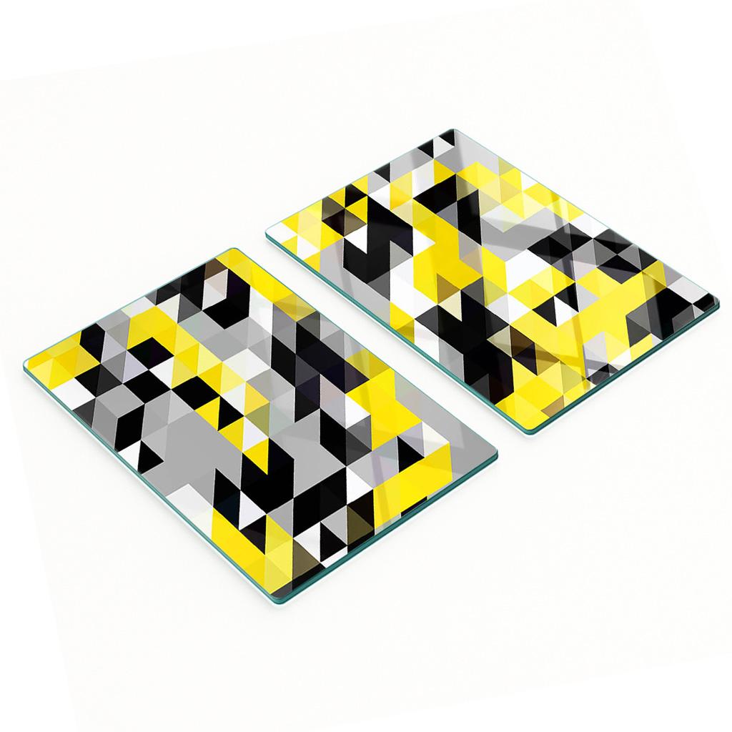 Zestaw Dwóch Szklanych Deski Kuchennych Figury Geometryczne 2X40X52 Cm