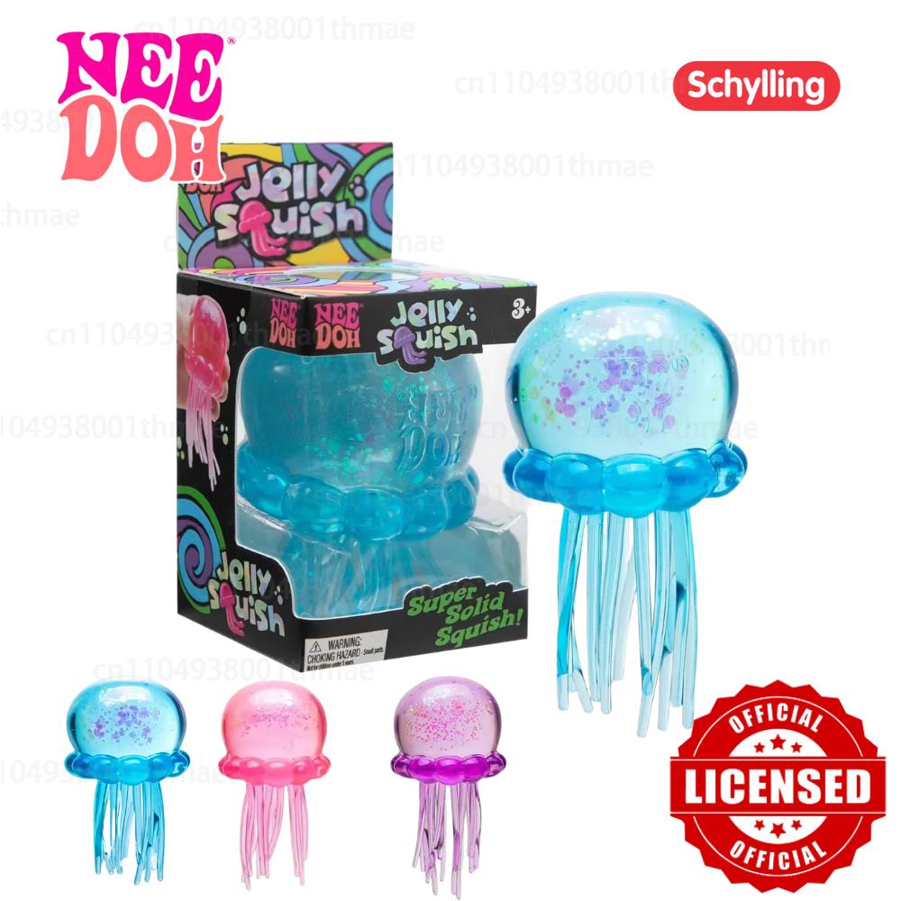 Schylling Nee Doh Jellyfish & Fuzz Ball Soft Squishy Squeeze Toy Stress Relief Decompression Fidget Toy For Daily Relax