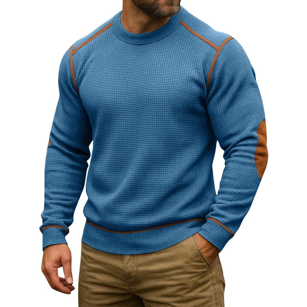 Men's Solid Color Round Neck Long Sleeve Tops Men's Sports Large Size Casual Round Neck Tops