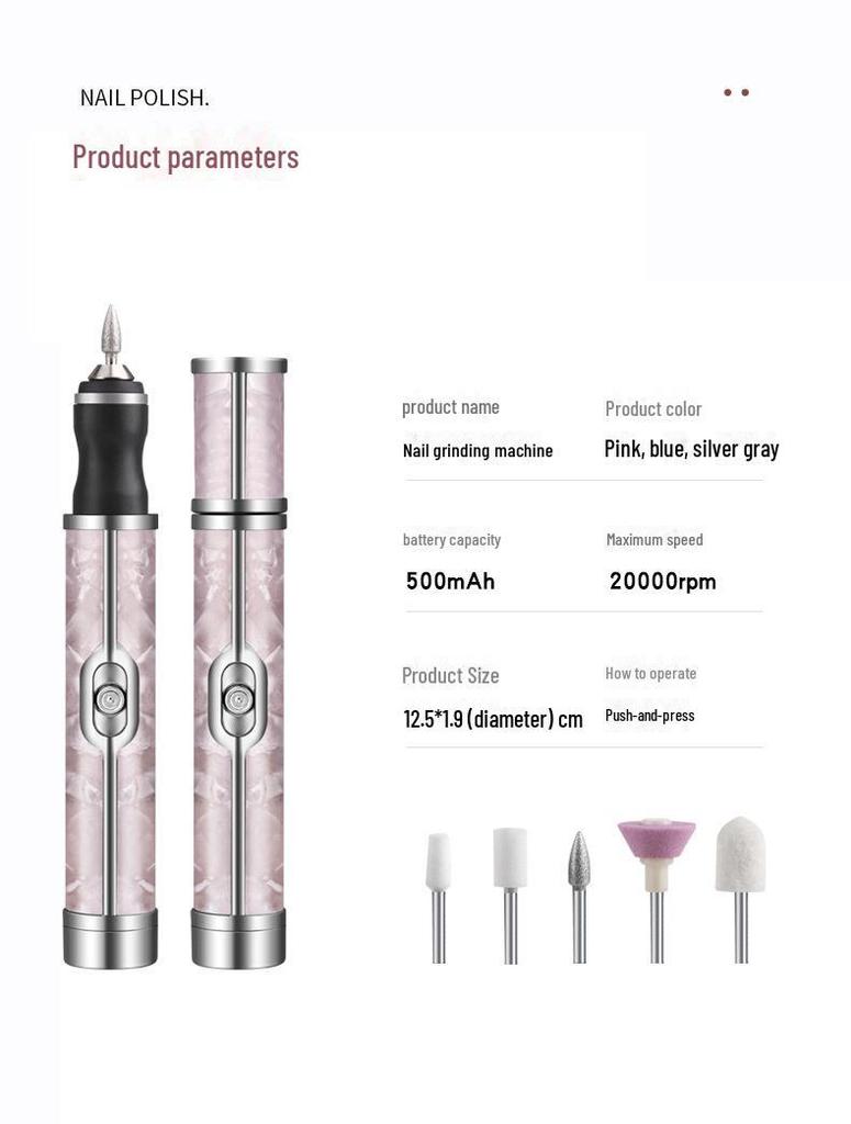 Компактный серый электрический полировщик ногтей и инструмент для удаления омертвевшей кожи