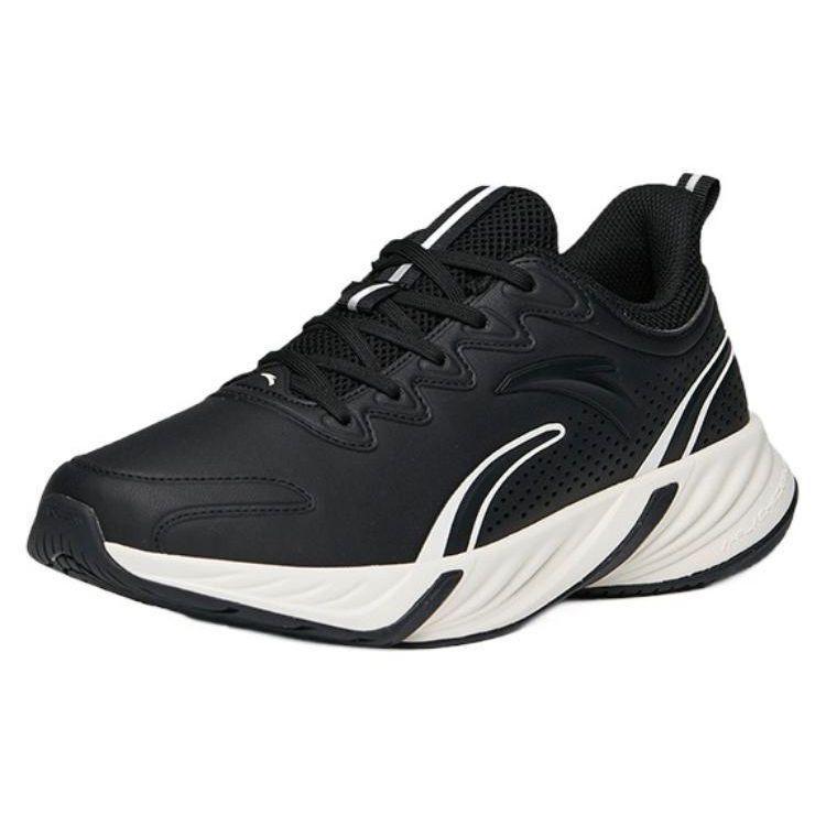 Anta Running Series Leather Shock Absorbing Non-Slip Durable Low-Top Running Shoes Men Sneakers Black White 112145523-7