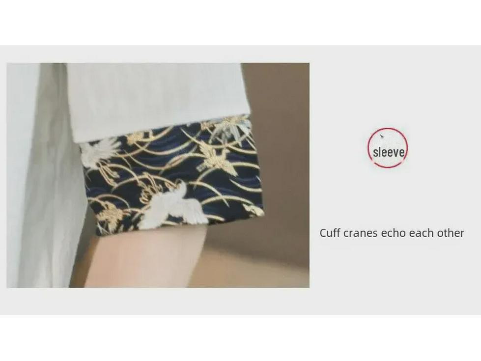 Мужская футболка с коротким рукавом из хлопка и льна с вышивкой «Китайский журавль»