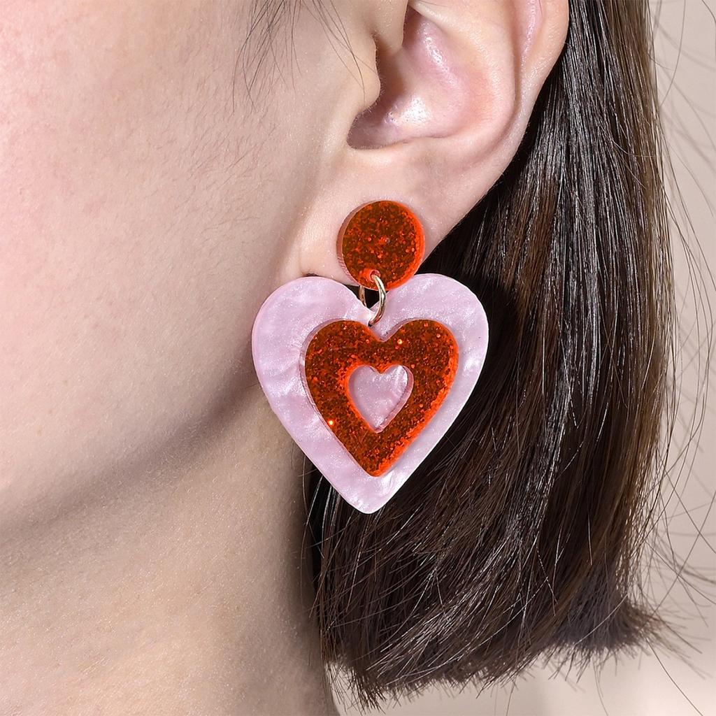 Дизайн ушных ногтей ко Дню святого Валентина, модные и персонализированные серьги, двухслойные серьги Love, аксессуары для ушей для женщин
