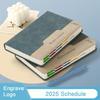 A5 Leather 2025 Business Schedule, Student Daily Planner, 365-day Record Book, Notepad, Memo, 200 Sheets, 400 Pages