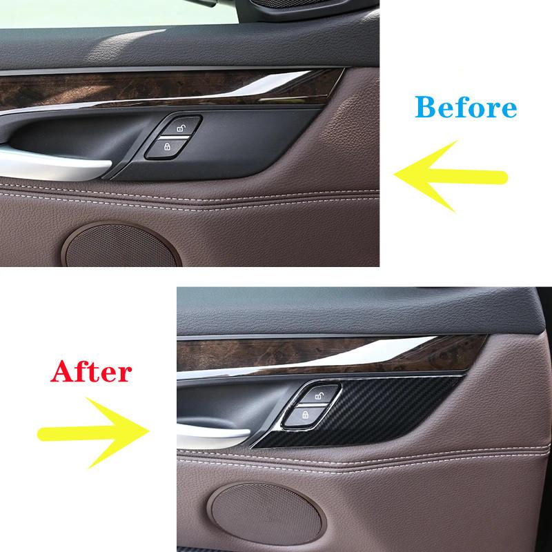 Кнопка блокировки двери автомобиля, кнопка, рамка, ручка, чаша, накладка, наклейка, подходит для BMW X5 F15 X6 F16 2014-2018, интерьер