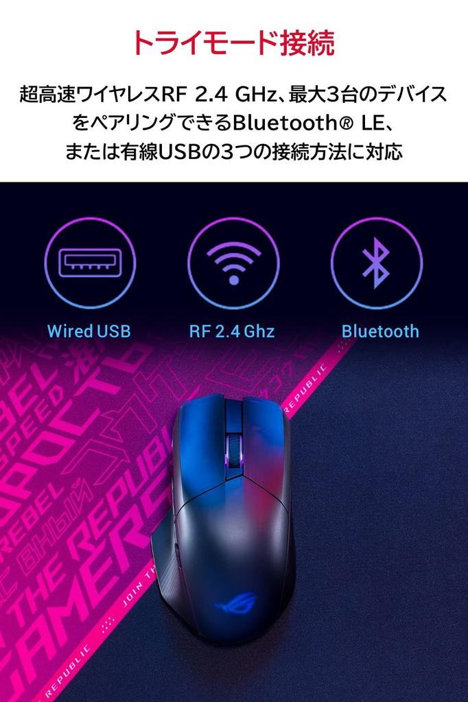 ASUS Gaming Mouse Wireless ROG Chakram X Origin AimPoint optical sensor 11 program buttons connection Analog joystick (36,000dpi / / Tri-mode / /)