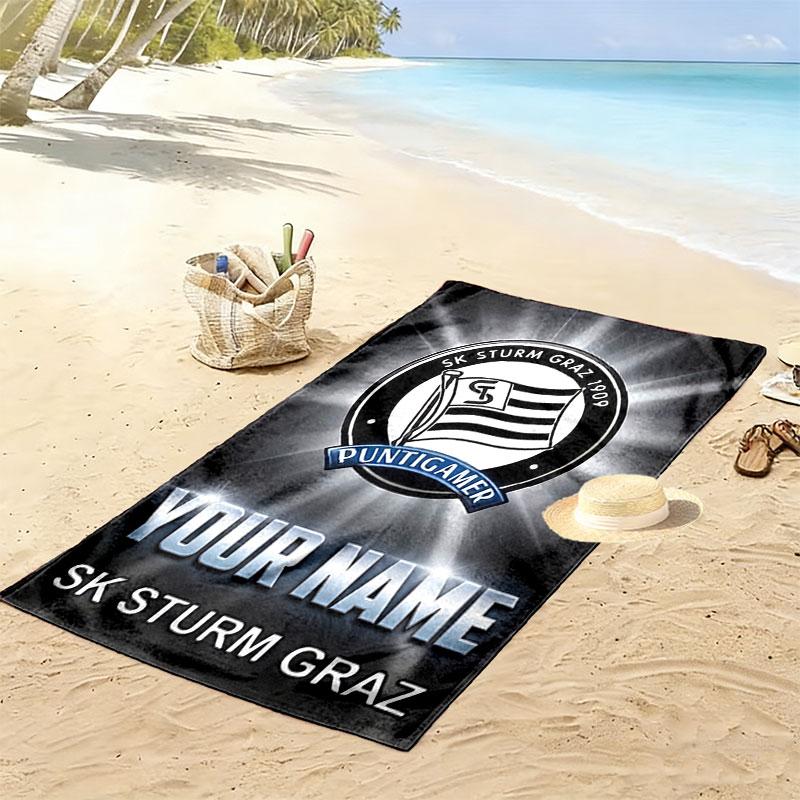 Пляжное полотенце Sk Sturm Graz, Большое, Мягкое, Быстросохнущее, для Пляжа, Кемпинга, Плавания