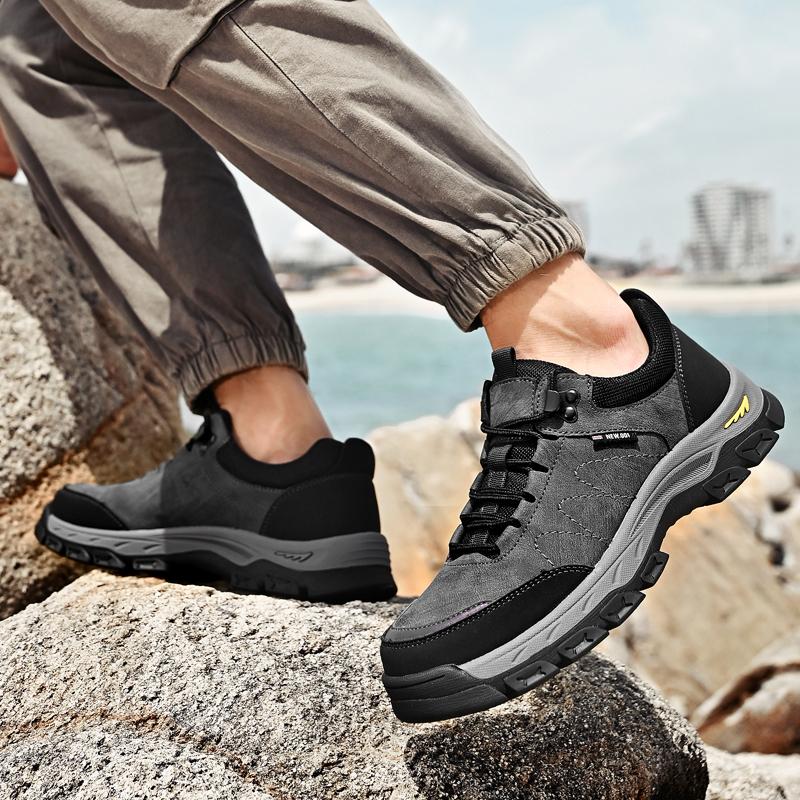 Autumn Men Outdoor Mountaineering Anti Slip Fashion Hiking Platform Wear-resistant Leather Casual Work Shoes Zapatillas Hombre