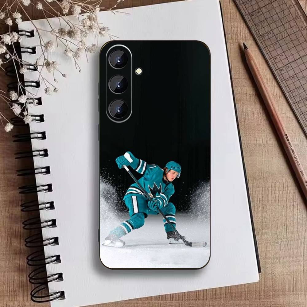 Чехол для телефона Macklin Celebrini San Jose Sharks для Samsung Galaxy A73, A21s, A22, A31, A52, A53, A71, A41 Мягкий черный корпус