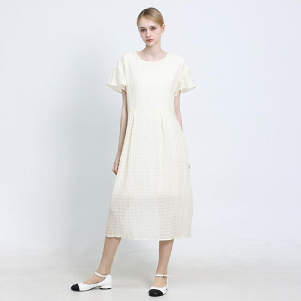 Ozoc Ruffle Sleeve Short Sleeve Long Dress
