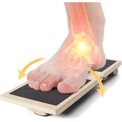 Тренажер для укрепления голеностопного сустава при растяжении связок, балансировочная доска для одной ноги, нескользящая деревянная качающаяся доска ЧЕРНОГО цвета