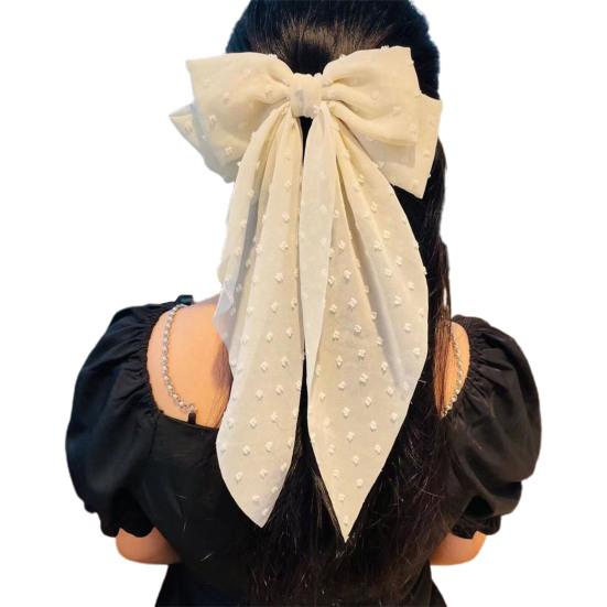 Лента с кисточкой, жаккардовый декор, весенняя заколка для волос, Нескользящая элегантная двойная большая бант, декор, заколка для волос для девочек, аксессуары для волос