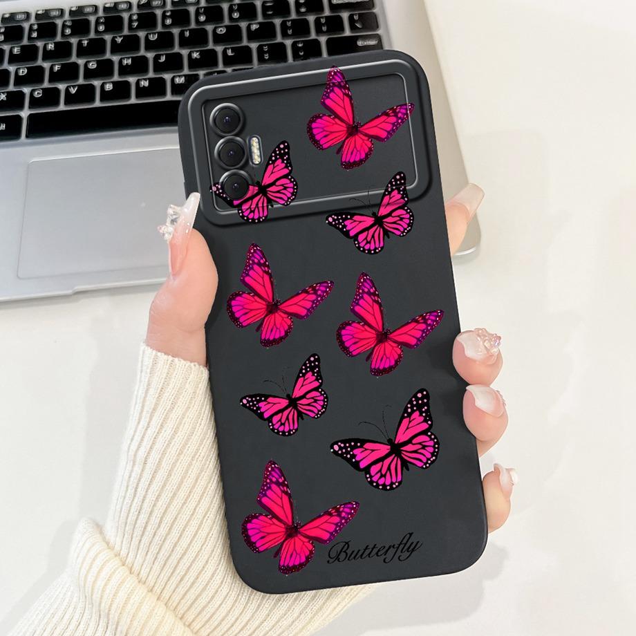 Для Tecno Spark 8P Spark8P 8 P KG7 Чехол-крышка Мягкий силикон ТПУ Цветок Бабочка Девичий Модный Расписной Чехол для телефона Бампер Fundas