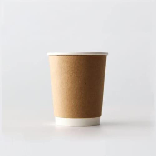 [Plastic Cups/Paper Cups] Takeout Disposable Cups, 80mm Diameter, 8oz, Double-Layered Insulated Kraft Cups with Opening Lids (Pack of 100)