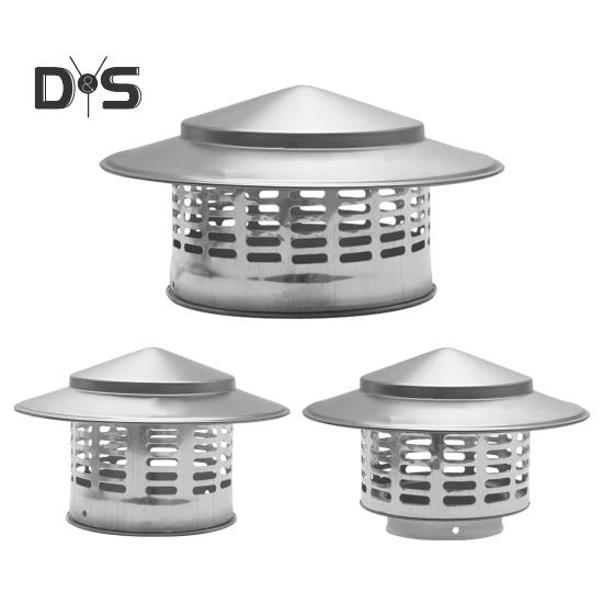 Round Chimneys Cover with Mesh Screen Tapered Top Metal Chimneys Cover Weather-proof Outside Roof Cone Top Fireplace Exhaust Rain Cover