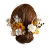 Dried and Preserved Flower Hair Ornament with Gold Available In Four Featuring a Mizuhiki String and Hydrangea for and Other Leaf, Colors, (yellow)