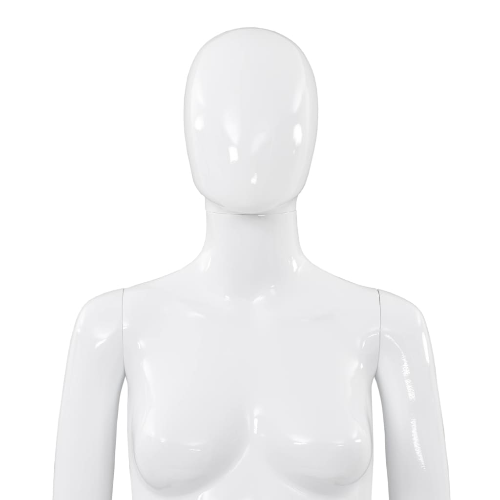 Vidaxl Manekin Damski Ze Szklaną Podstawą, Biały, Błyszczący, 175 Cm