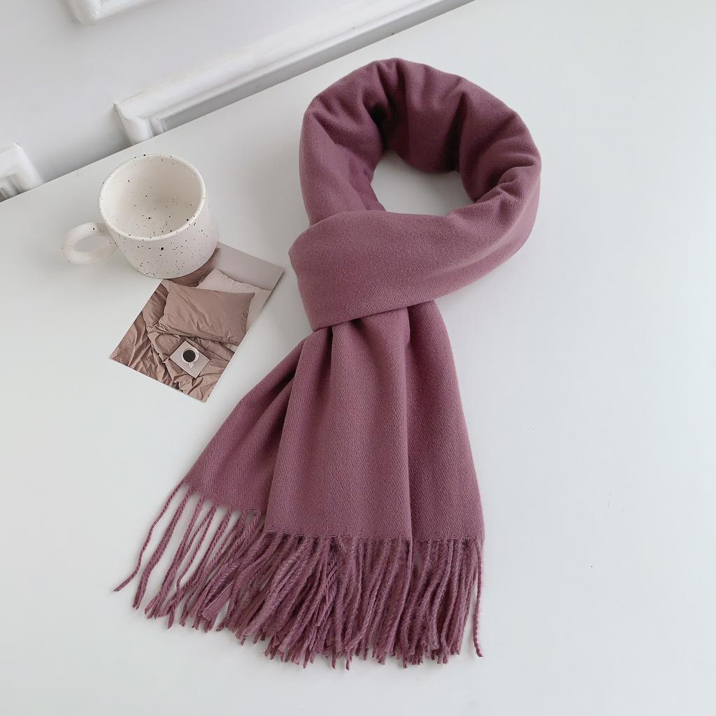 34 цвета, зима 2024, новый высококачественный искусственный кашемировый кисточкой однотонный шарф для женщин, универсальный темпераментный платок-шарф