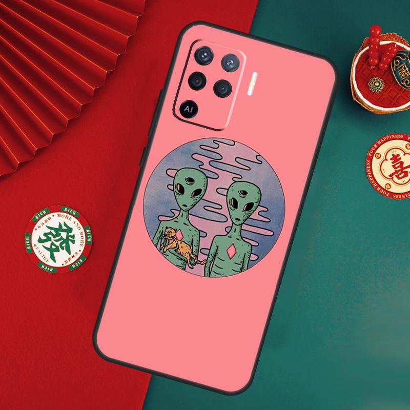 Aesthetics Cartoon Alien Space Case For Oppo A80 A40 A60 A6 A5 Pro A15 A16 A17 A57 A94 A74 A54 A76 A96 A18 A38 A58 A78 A98