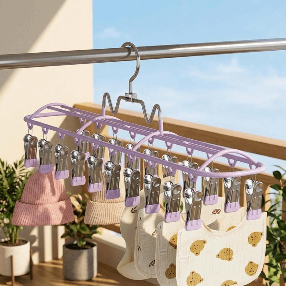 Stainless Steel Sock Drying Rack Windproof Clothes Hanger Clothes Drying Hanger Travel