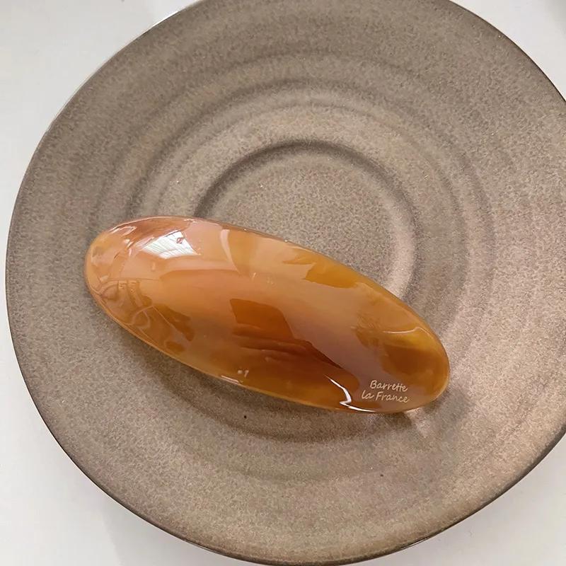 Корейская заколка для волос с уксусной кислотой, пружинная заколка для девочек, французская большая шпилька, головной убор, глянцевая эллиптическая дуга, шпилька, аксессуары для волос