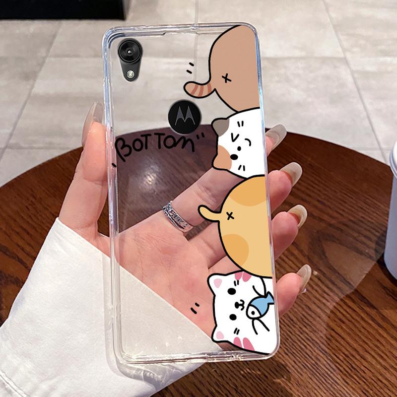 Jelly Casing For Motorola Moto E6 Fundas MOTOE6 Capa Clear Silicone Soft TPU Back Cover Cute Cat Rabbit Heart Protective Case