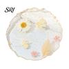 Hot Drink Protection Coaster Real Dried Flowers Heat-Resistant Cup Mat for Home Kitchen Cherry Blossom Transparent Resin Handmade DIY Decor