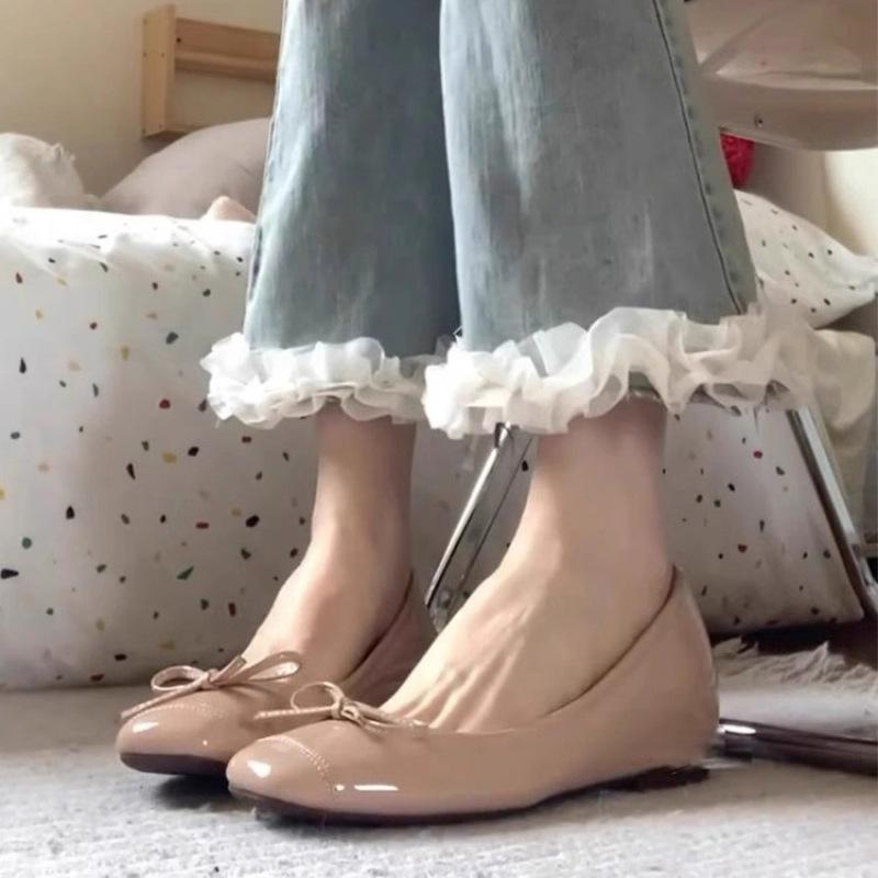 Gentle Nude Inner Height Increase Ballet Women's Shoes New Flat-bottomed Temperament Light Mouth Commuting Soft-soled Single Shoes