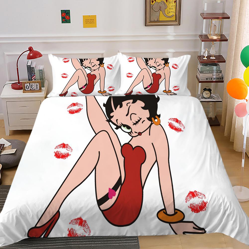 Bedding Set Cover Lovely 3D Betty Boop Printing Girl Double Size Home Textiles Comforter Cover Set