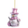 8cm Pink Snowman Hanging Pendants Christmas Decorations Xmas Tree Pink 2D Acrylic Ornaments Home Holiday Decoracion 2025 Navidad