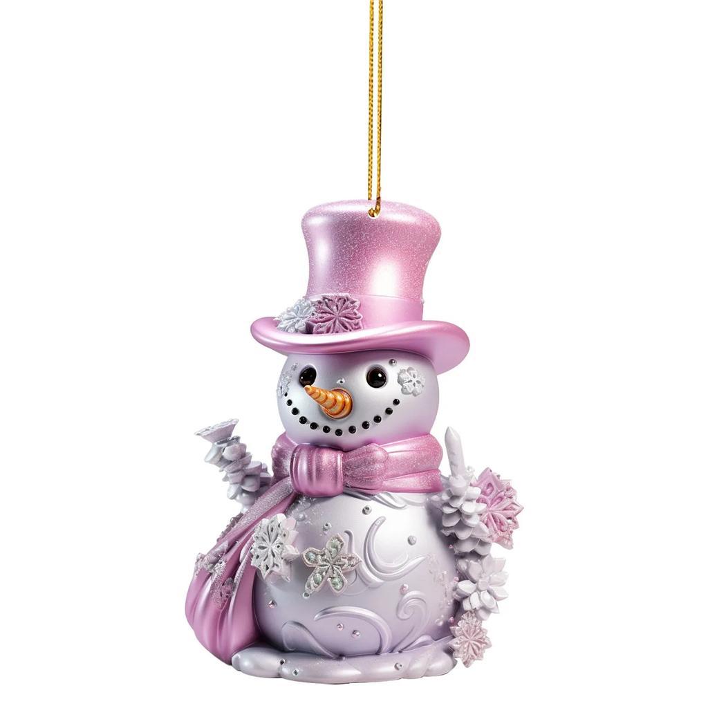 8cm Pink Snowman Hanging Pendants Christmas Decorations Xmas Tree Pink 2D Acrylic Ornaments Home Holiday Decoracion 2025 Navidad