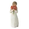 Gift for Mothers Day Girl Holding Bouquet Resin Figurine, Faceless Lady Statue, Romantic Desktop Ornament Durable Craft Living Room Bedroom