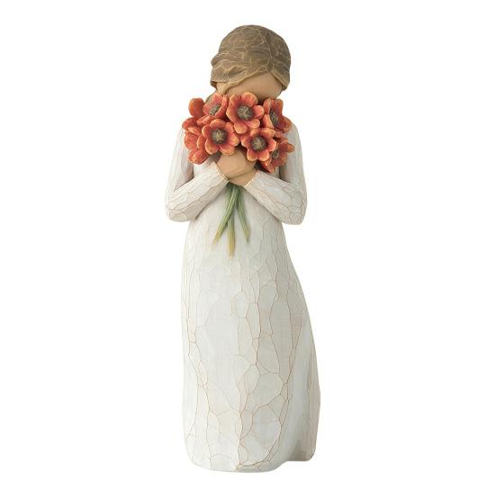 Gift for Mothers Day Girl Holding Bouquet Resin Figurine, Faceless Lady Statue, Romantic Desktop Ornament Durable Craft Living Room Bedroom