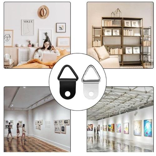 Samcos Triangular Hanging Hooks, Set of 100, with Wood Screws, Wall Hooks, Picture Hooks, for Crafts and Picture Frames (Black)