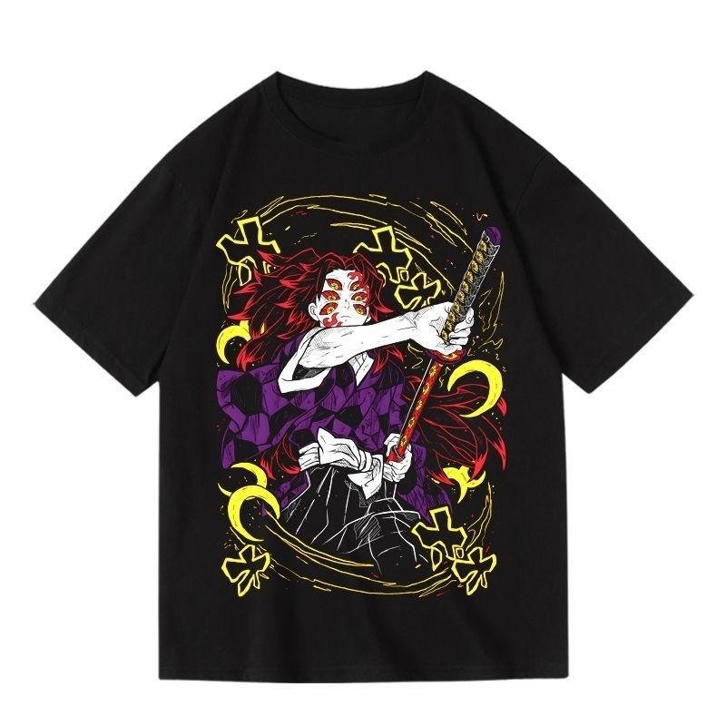 Japanese Demon Slayer Black Blood Black Death Mochi Animethemed Shortsleeved Summer Tshirt for Both Unisex and Women