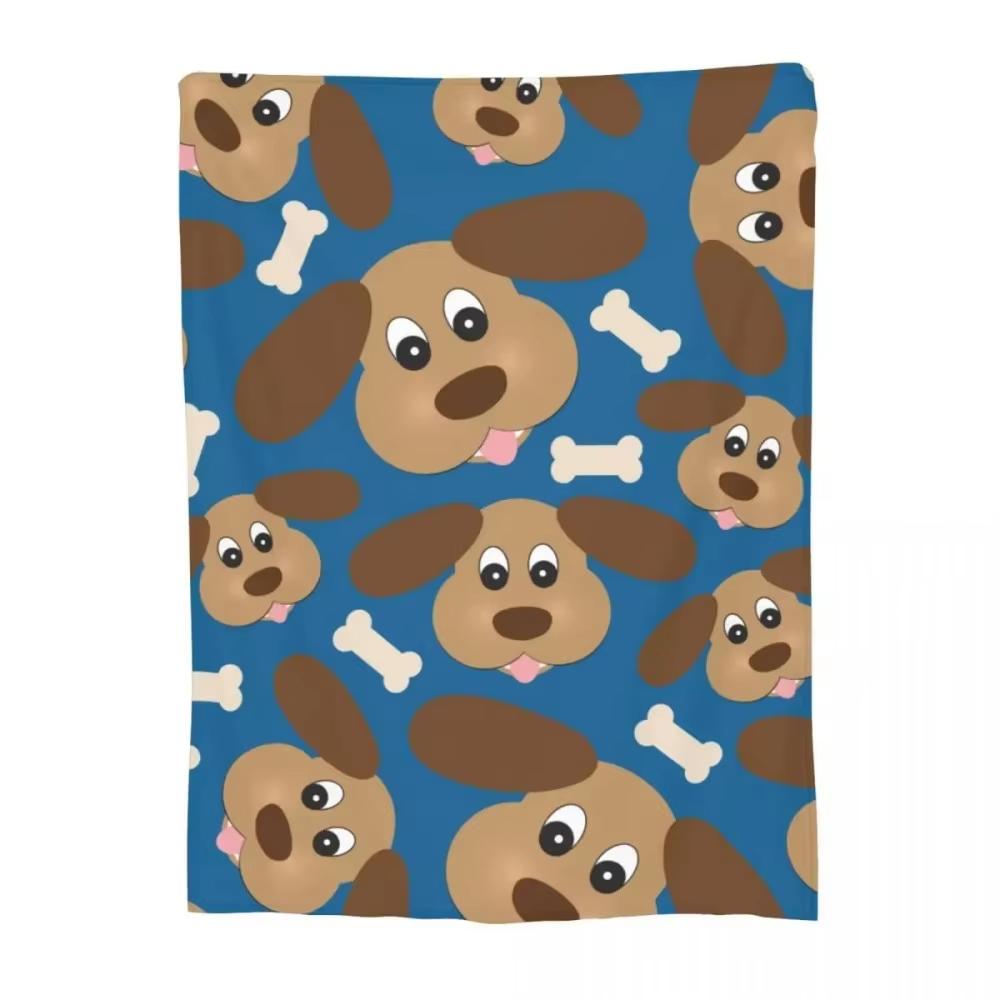 Cartoon Dog Bone Flannel Blanket Instagram Style Warm Nap Kids Room Home Decor Throw