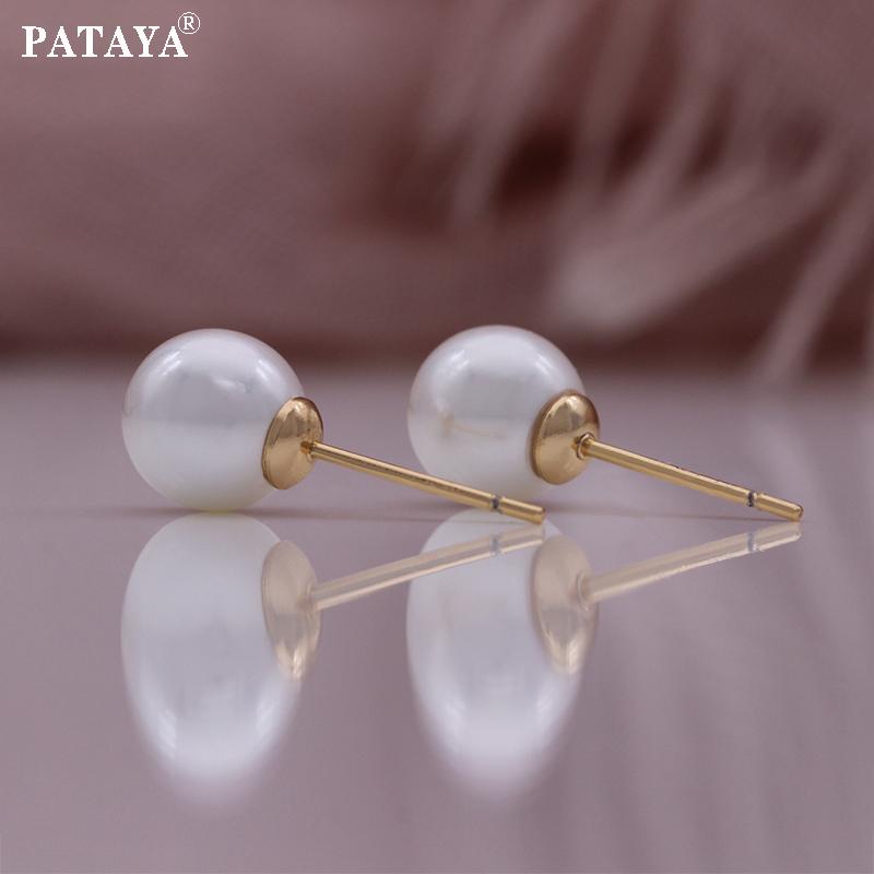 PATAYA Серьги с искусственным жемчугом 8 мм. Классическая простота, стильные и щедрые серьги-гвоздики.