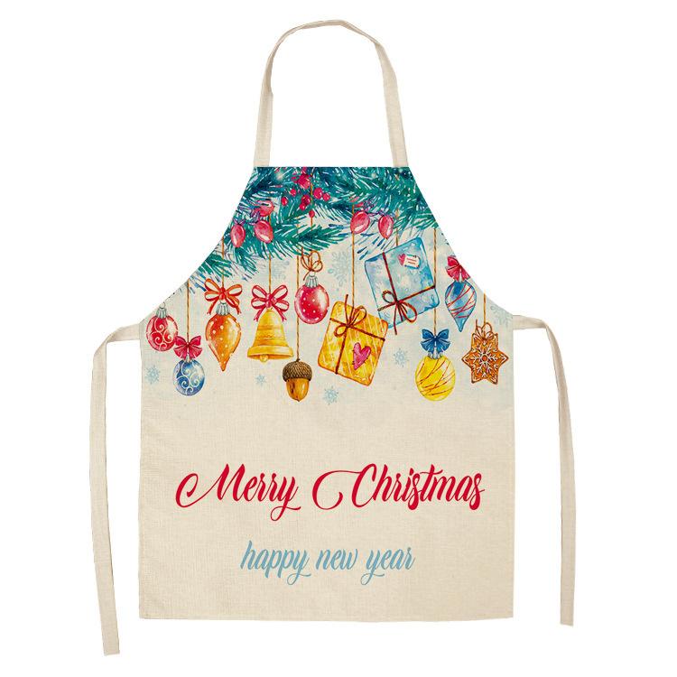 New cartoon Christmas sleeveless printing sleeveless apron home waterproof kitchen dust protection
