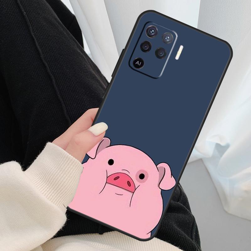 Мультяшный чехол-поросенок для Oppo A96 A76 A16 A60 A98 A58 A78 A18 A38 A80 A40 A77 A57 A17 A74 A54 A94 A15 A5 Pro