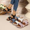 Fashion Casual Peep Toe Platform Wedges Women Sandals Hollow Out Leather Cross  Hook & Loop Beach Shoes Size 36-43