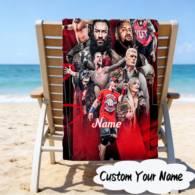 Custom Name Unite wrestling Legends Microfiber Beach Towel Super Soft & Absorbent for Bath, Beach, Travel Bath Time Accessory, Fan gifts