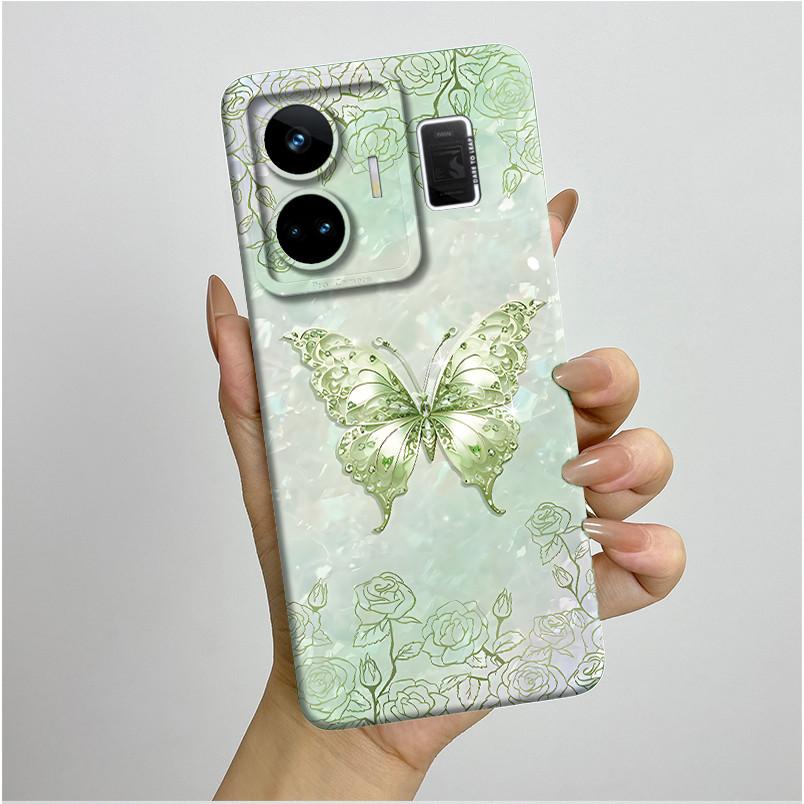 For Realme GT3 GT Neo 5 RMX3706 RMX3709 Case Aesthetic Pretty Butterfly Flowers Shockproof Silicone Soft Cover Protective Casing