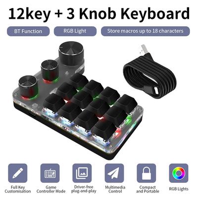 Программирование Bluetooth Макрос Пользовательская клавиатура с 3 ручками RGB 12 клавиш Копировать Вставить Photoshop Игровая клавиатура Механическая горячая замена Macropad