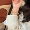 Handmade Natural Citrine Clear Quartz Beaded Bracelet Women Fresh Style Single Circle Design