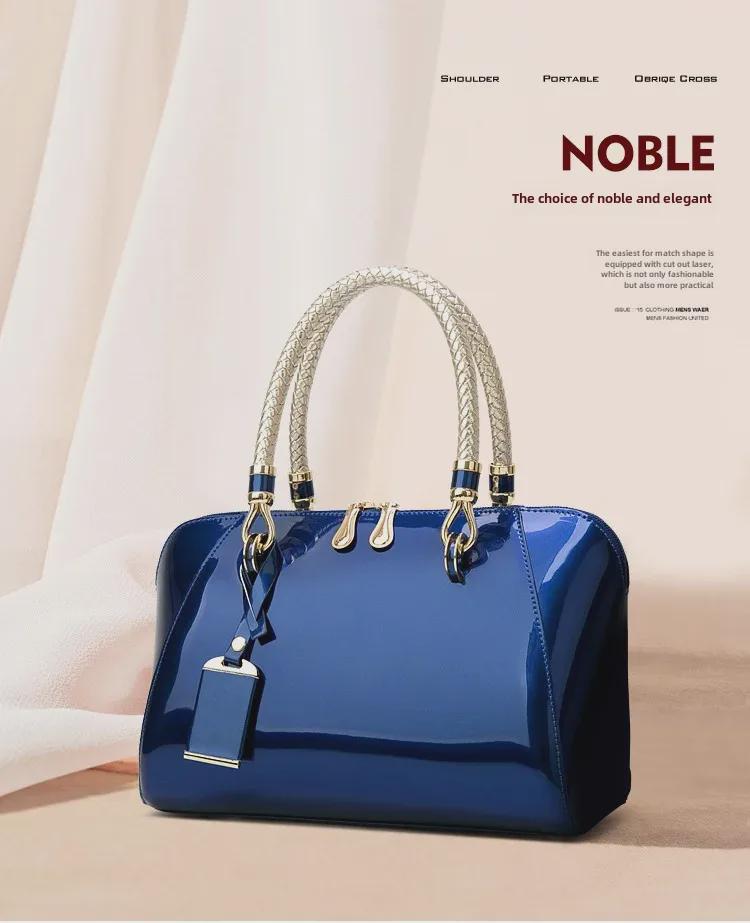 Shiny Bridal Bags: European & American All-Match Patent Leather Handbags - Textured Crossbody Shoulder Bags for Women