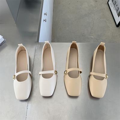 Весенне-осенние ретро туфли Мэри Джейн с квадратным носком, простые, с легким вырезом, на нежной мягкой подошве, на низком каблуке, нишевые, темпераментные, одинарные туфли