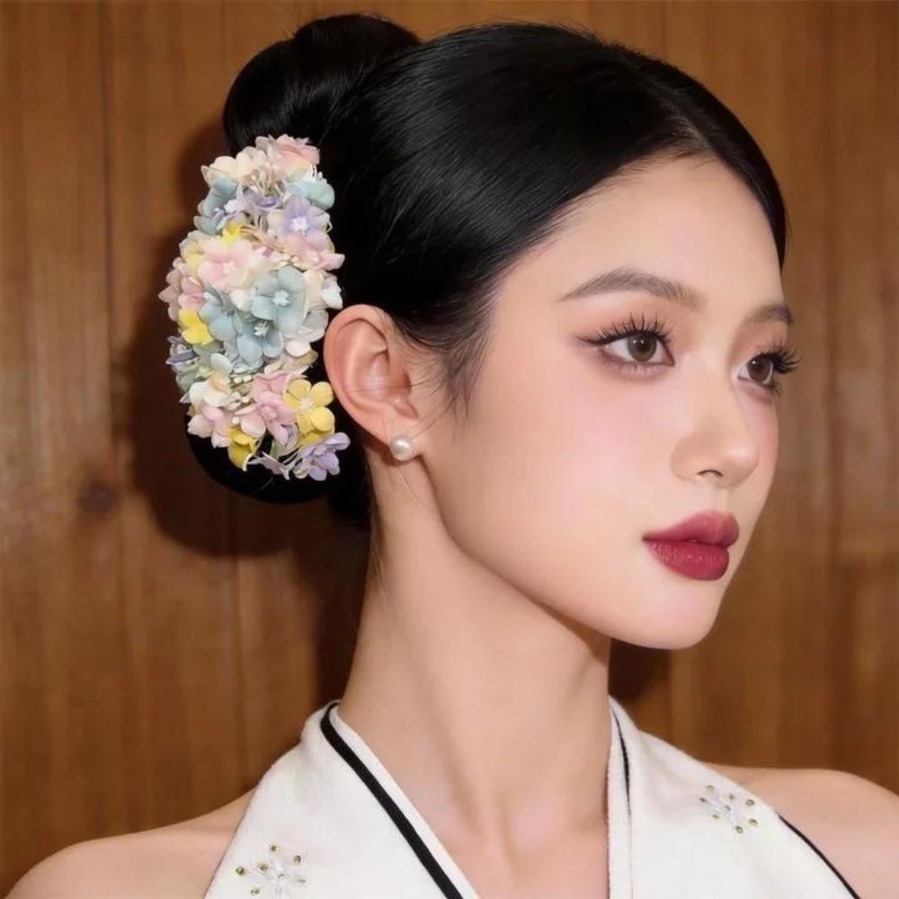 Vintage Colorful Flower Hair Stick Bohemian Fairy Side Clip Hairpin Chinese Style Thai Hair Fork Daily